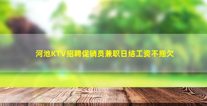 河池KTV招聘促销员兼职日结工资不拖欠